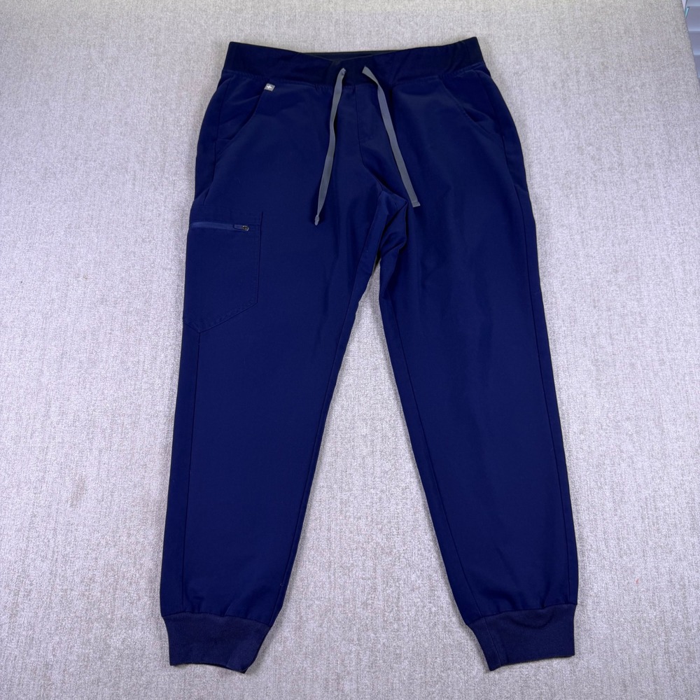Figs Zamora Jogger Scrub Pants Womens Size Large Navy Blue Drawstring Cargo